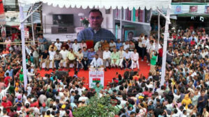 BNP acting chairman Tarique Rahman virtually addressed BNP's victory rally this afternoon (6 August). Photo: BNP Media Cell