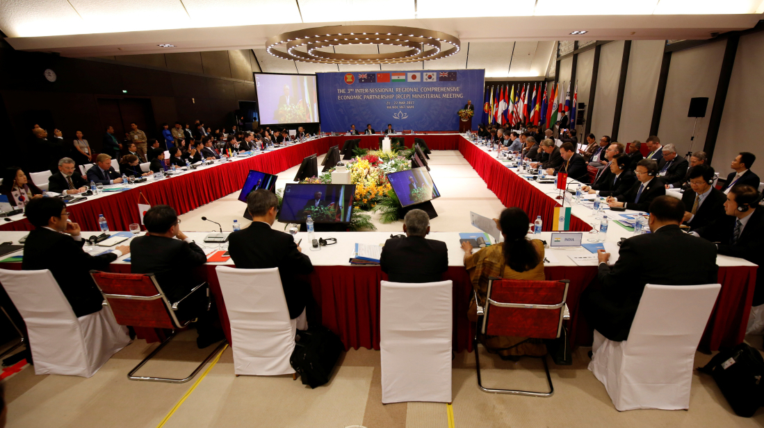 Trade ministers paricipate in the 3rd RCEP Ministerial Meeting in Hanoi, Vietnam, on May 22, 2017.