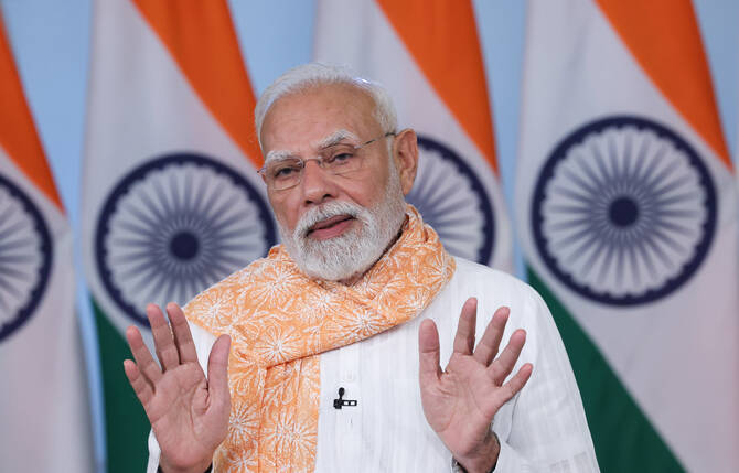 Indian Prime Minister Narendra Modi delivers an address during an event launch on Sept. 02, 2025. (Press Information Bureau)