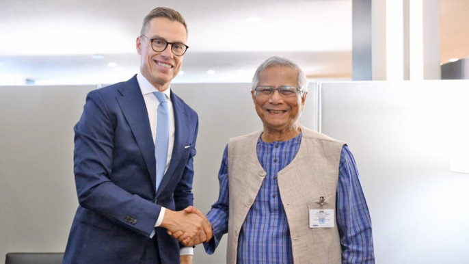 Chief Adviser Muhammad Yunus meets President of Finland Alexander Stubb on the sidelines of the United Nations General Assembly (UNGA) at the UN Headquarters in the US on 25 September 2025. Photo: CA Press Wing