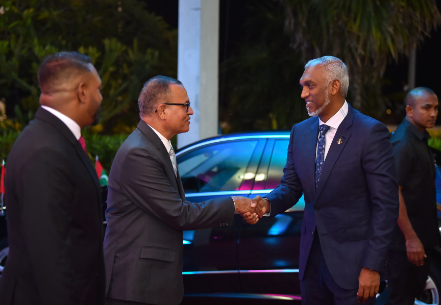 President Dr. Mohamed Muizzu (R) with Local Government Minister Adam Shareef Umar (L). (File Photo/President's Office)