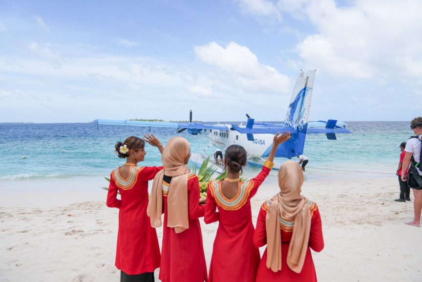 First seaplane lands in B. Kamadhoo on September 3, 2025. (Photo/Maldivian)